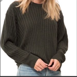 IRO || Olive Green Wool Tamivia Cropped Wool Ribbed  Pullover Sweater